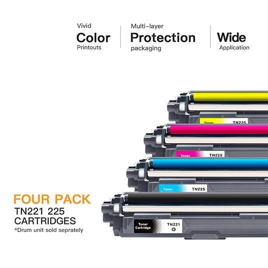4 Pk TN221 BK TN225 Color Toner For Brother Macao