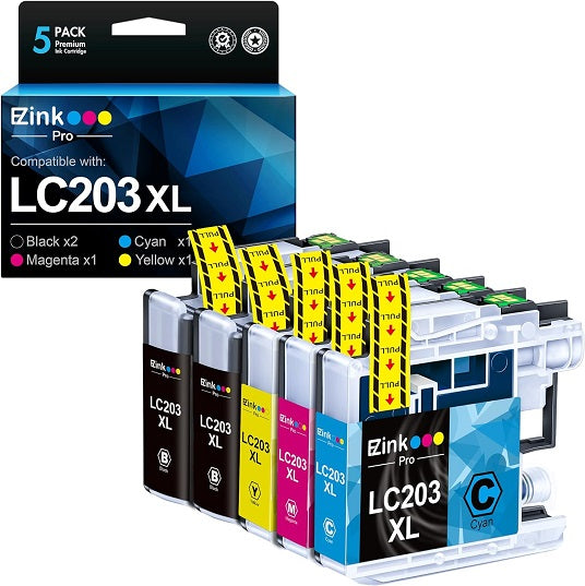 Brother LC203XL LC203 XL Compatible Ink Cartridge (5 Pack) | E-Z Ink