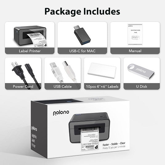 Thermal Label Printer, POLONO PL60 retailer 4x6 Label Printer for Shipping Packages, Ther