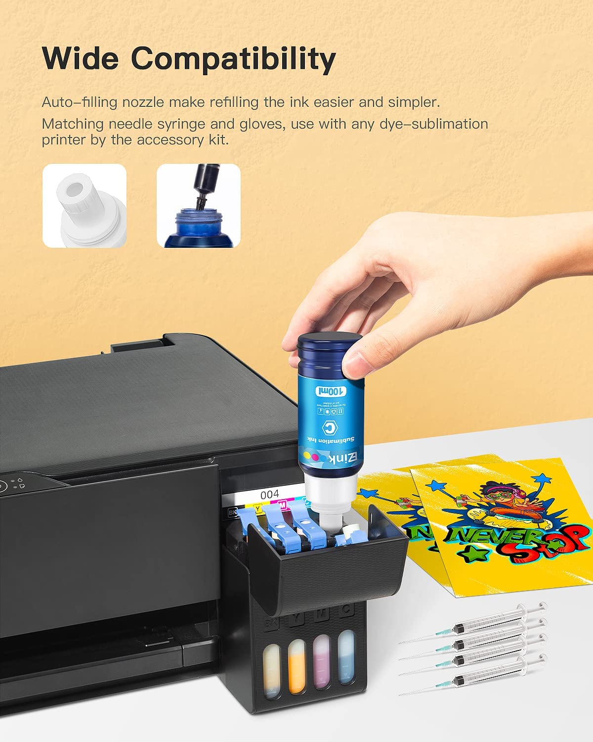 Suitable Epson Sublimation Ink Set 4x100 ml by Smart Ink